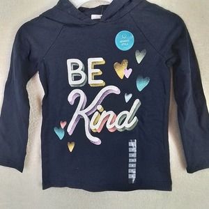 Carter's Long Sleeve Cotton T-Shirt Hoodie Size 4 Navy w/ Be Kind‎ Graphic